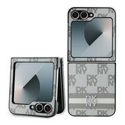 Husa premium pentru  Samsung Galaxy Z Flip 6 DKNY Pattern Energy - Gri deschis