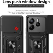 Husa pentru  Xiaomi Redmi Note 14 4G Ring Armor Kickstand Tough Rugged Cover cu protectie camera, Negru