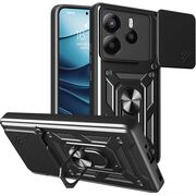 Husa pentru  Xiaomi Redmi Note 14 4G Ring Armor Kickstand Tough Rugged Cover cu protectie camera, Negru