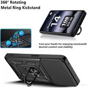 Husa pentru  Xiaomi Redmi Note 14 4G Ring Armor Kickstand Tough Rugged Cover cu protectie camera, Negru