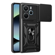 Husa pentru  Xiaomi Redmi Note 14 4G Ring Armor Kickstand Tough Rugged Cover cu protectie camera, Negru