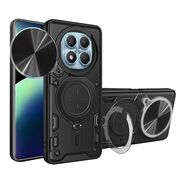 Husa pentru  Xiaomi Redmi Note 14 Pro 4G cu protecție pentru cameră și suport magnetic integrat Ring Shockproof, Negru
