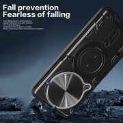 Husa pentru  Xiaomi Redmi Note 14 Pro 4G cu protecție pentru cameră și suport magnetic integrat Ring Shockproof, Negru