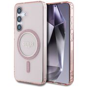 Husa premium pentru  Samsung Galaxy S25 compatibila MagSafe Guess Luxury Series - Roz pal