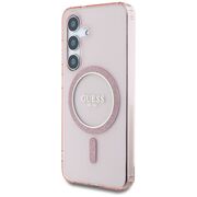 Husa premium pentru  Samsung Galaxy S25 compatibila MagSafe Guess Luxury Series - Roz pal