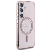 Husa premium pentru  Samsung Galaxy S25 compatibila MagSafe Guess Luxury Series - Roz pal