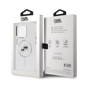 Husa premium pentru  iPhone 14 Pro  Karl Lagerfeld compatibila Magsafe - Alb