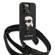 Husa premium pentru  iPhone 14 Pro  Karl Lagerfeld compatibila Magsafe - Negru royal