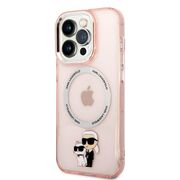 Husa premium pentru  iPhone 14 Pro  Karl Lagerfeld compatibila Magsafe - Roz pal