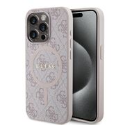 Husa premium pentru  iPhone 15 Pro Max compatibila MagSafe Guess Luxury Series - Roz neon