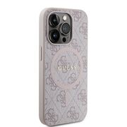 Husa premium pentru  iPhone 15 Pro Max compatibila MagSafe Guess Luxury Series - Roz neon
