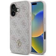 Husa premium pentru  iPhone 16 compatibila MagSafe Guess Luxury Series - Roz neon