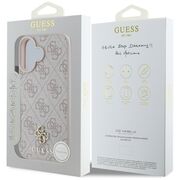 Husa premium pentru  iPhone 16 compatibila MagSafe Guess Luxury Series - Roz neon