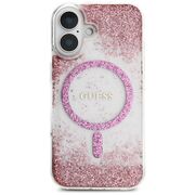 Husa premium pentru  iPhone 16 compatibila MagSafe Guess Luxury Series - Roz pal