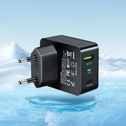 Încărcător rapid premium pentru priza 35W, Tehnologie GaN, 1 x USB Type-C & 1 x USB 3.0 Quick Charge, Fast Charging, Indicator LED, Compatibil Universal – Putere și Eleganță la Superlativ - negru