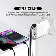 Încărcător Multifuncțional de priza 4 x USB, 4 X Type-C, Fast Charging, 65W, Fast Charging, Protecție Avansată, Compatibil Universal alb