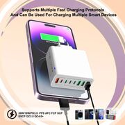 Încărcător Multifuncțional de priza 4 x USB, 4 X Type-C, Fast Charging, 65W, Fast Charging, Protecție Avansată, Compatibil Universal alb