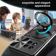 Husa pentru  OnePlus 13R cu protecție pentru cameră și suport magnetic integrat Ring Shockproof, Roz neon
