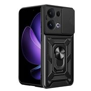 Husa pentru  Oppo Reno 13 Ring Armor Kickstand Tough Rugged Cover cu protectie camera, Negru