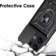 Husa pentru  Oppo Reno 13 Ring Armor Kickstand Tough Rugged Cover cu protectie camera, Negru