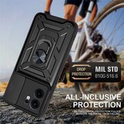 Husa pentru  Oppo Reno 13F, 13FS 4G, 5G Ring Armor Kickstand Tough Rugged Cover cu protectie camera, Negru