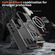 Husa pentru  Samsung Galaxy S24+ Plus compatibla MagSafe, Rugged Shockproof Magnetic, Camera Cover, Built-in Kickstand - Negru