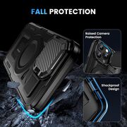 Husa pentru  iPhone 15 Pro compatibla MagSafe, Rugged Shockproof Magnetic, Camera Cover, Built-in Kickstand - Negru