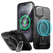 Husa pentru  iPhone 16 compatibla MagSafe, Rugged Shockproof Magnetic, Camera Cover, Built-in Kickstand - Negru