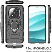 Husa pentru  Xiaomi Redmi Note 14 Pro+ Plus cu inel Ring Armor Kickstand Tough, Negru