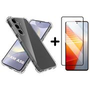 Set: Folie din sticla + Husa pentru  Samsung Galaxy A56 Slim Anti-Shock 1.5mm reinforced 4 corners, Transparent