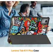 Husa pentru  Lenovo Tab K11 Plus 11.45 inch tip stand functie sleep/wake-up, protectie 360 - Graffiti