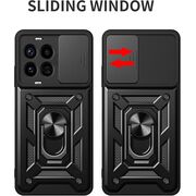 Husa pentru  Huawei nova 13 Pro Ring Armor Kickstand Tough Rugged Cover cu protectie camera, Negru