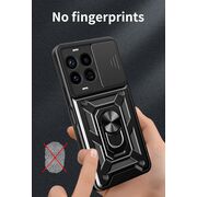 Husa pentru  Huawei nova 13 Pro Ring Armor Kickstand Tough Rugged Cover cu protectie camera, Negru