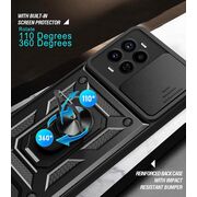 Husa pentru  Huawei nova 13 Pro Ring Armor Kickstand Tough Rugged Cover cu protectie camera, Negru