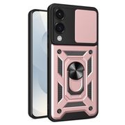 Husa pentru  Samsung Galaxy S25 Edge Ring Armor Kickstand Tough Rugged Cover cu protectie camera, Roz