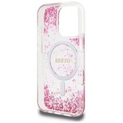 Husa premium pentru  iPhone 16 Pro Max compatibila MagSafe Guess Luxury Series - Roz neon