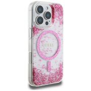 Husa premium pentru  iPhone 16 Pro Max compatibila MagSafe Guess Luxury Series - Roz neon