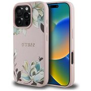 Husa premium pentru  iPhone 16 Pro Max compatibila MagSafe Guess Luxury Series - Roz pal
