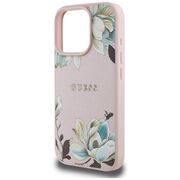 Husa premium pentru  iPhone 16 Pro Max compatibila MagSafe Guess Luxury Series - Roz pal
