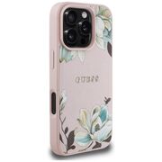 Husa premium pentru  iPhone 16 Pro Max compatibila MagSafe Guess Luxury Series - Roz pal