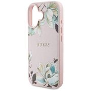 Husa premium pentru  iPhone 16 compatibila MagSafe Guess Luxury Series - Roz neon
