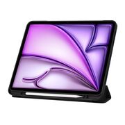 Husa pentru Apple iPad Air 13 2025 / 2024 M3, M2 Soft Shell tip stand, functie sleep / wake-up si slot pentru stylus, protectie 360 - negru