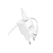 Set incarcator iPhone fast charge pentru priza XO plus cablu de incarcare PD, USB-C - Lightning (iPhone) 20W, alb