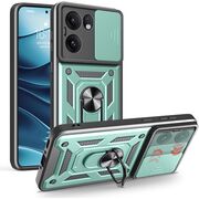 Husa pentru Oppo Reno 13F, 13FS 4G, 5G Ring Armor Kickstand Tough Rugged Cover cu protectie camera - verde