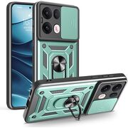 Husa pentru Oppo Reno 13 Pro 5G Ring Armor Kickstand Tough Rugged Cover cu protectie camera - verde