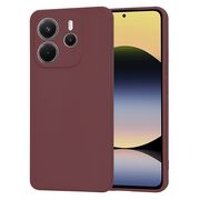 Husa pentru  Xiaomi Redmi Note 14 4G Liquid Silicone, subțire, captusita cu microfibra, anti amprentă, protectie cameră foto, Bordeaux
