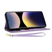 Husa tip carte pentru  Xiaomi Redmi Note 14 Pro 4G, functie stand si port carduri, Mov