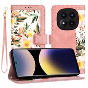 Husa tip carte pentru  Xiaomi Redmi Note 14 Pro 4G, functie stand si port carduri, Roz