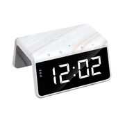 Incarcator wireless cu ceas digital RGB LED 15W Havit W320, marble