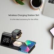 Statie incarcare wireless 15W 3 in 1 cu ceas digital si alarma Havit W3042, negru